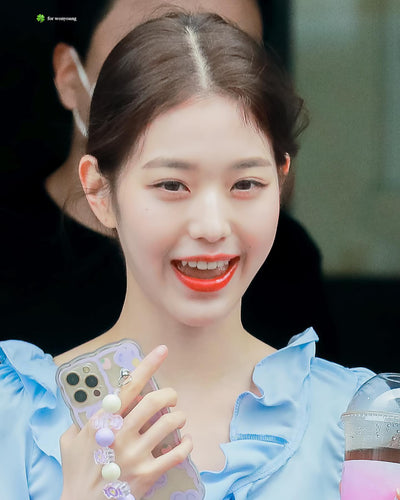 Coque Portable Transparente avec Dragonne Fleurs Violet Ive Wonyoung