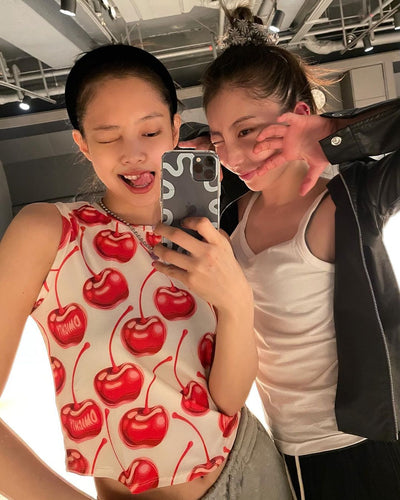 Coque Portable Transparente Vagues Bleu Clair Jennie Vlog BlackPink