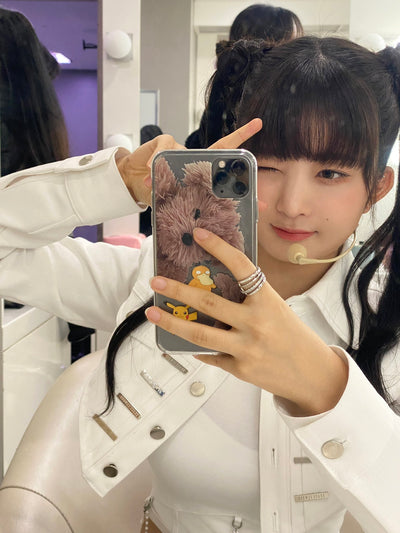 Coque Telephone iPhone Transparente Caniche Chien Peluche Rei Ive Kpop