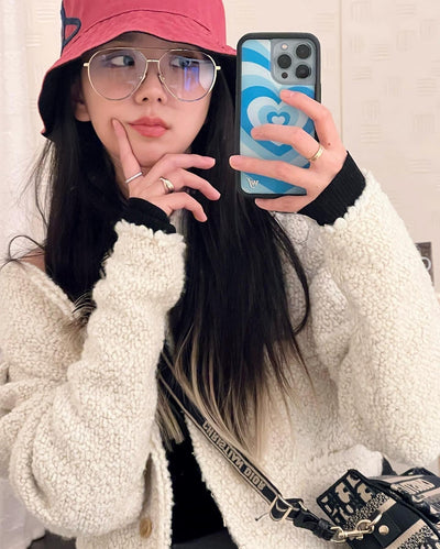 Coque Téléphone Portable Coeur Bleu Protection Silicone Jisoo BlackPink