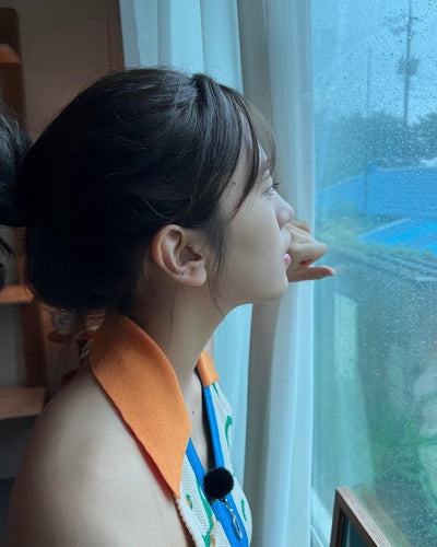 Crop Top Avec Col Orange Sans Manches Yujin Ive Mode Coréenne Femme