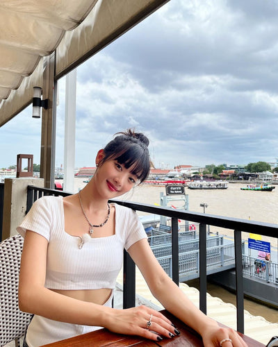 Crop Top Bi Part Avec Nombril Visible Blanc Minnie G Idle Mode Femme été