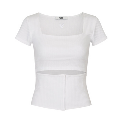 Crop Top Bi Part Avec Nombril Visible Blanc Minnie G Idle Mode Femme été