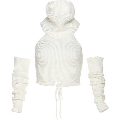 Crop Top Blanc avec Lacet Central Mode Femme Kpop Momo Twice Set Me Free