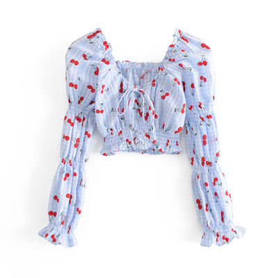 Crop Top Cerises à Carreaux Eunha Viviz Mode Femme Ete Loveade Kpop