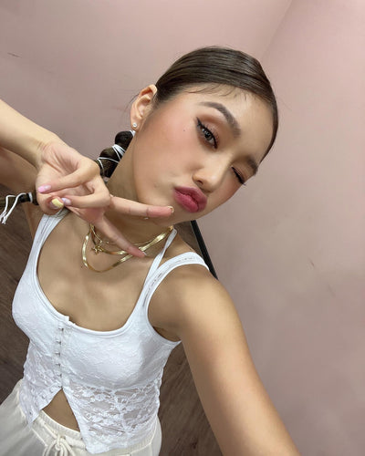 Crop Top Dentelles Blanc Sexy Bretelles Dos Nu MIMI Oh My Girl Mode