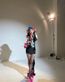 Crop Top et Manches Noir avec Rubans Rose Nayeon Twice POP! MV Solo