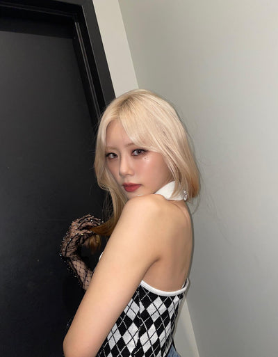 Crop Top Gilet Col V Motifs Losanges JiU Dreamcatcher Concert Chicago