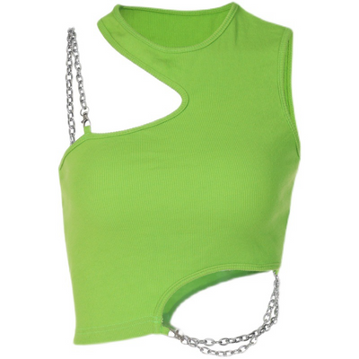 Crop Top Irrégulier Vert Avec Deux Chaines Huening Bahiyyih Kep1er Up! MV