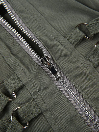 Crop Top Kaki à Lacets Mode Kpop Sexy Sua Dreamcatcher Concept Image