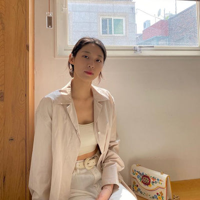 Crop Top Manches courtes et Col en U T-Shirt Femme Seolhyun AOA Kpop