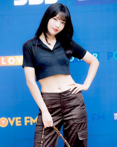 Crop Top Manches Courtes Coutures Apparentes Joy Red Velvet Mode Femme