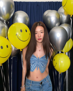 Crop Top Papillon Jean Bretelles Sexy Seulgi RedVelvet Vogue Korea Kpop