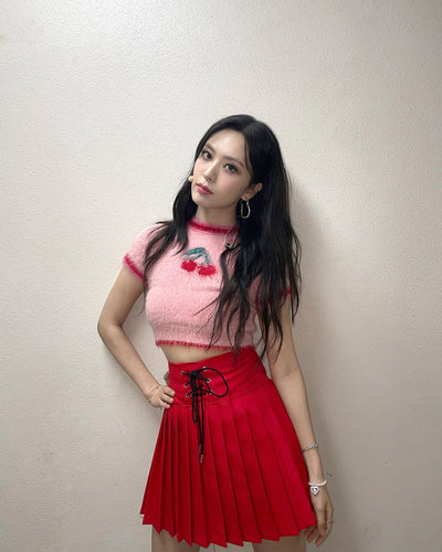 Crop Top Sweat Cerise Rose IL IRRIS Simply Kpop Contour Mode Femme Coree