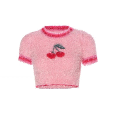 Crop Top Sweat Cerise Rose IL IRRIS Simply Kpop Contour Mode Femme Coree