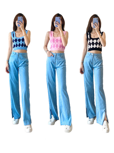 Crop Top à Losange Rose Sexy Taeyeon Tenue Casual Sportswear Mode Kpop