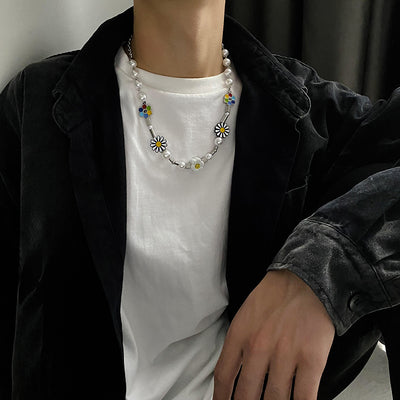 Collier Tulipe et Pétales Multicolor Smiley Peace Hongjoong ATEEZ Bijou