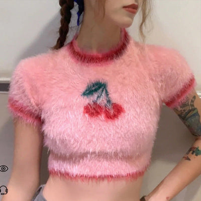 Crop Top Sweat Cerise Rose IL IRRIS Simply Kpop Contour Mode Femme Coree