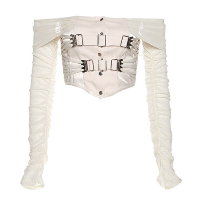 Crop Top Manches Longues Voile Elegant Harnais Jisoo BlackPink Pink Venom MV