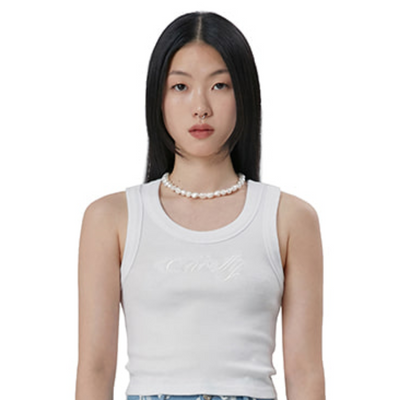 Débardeur Curetty Joy Red Velvet Top Brodé en Coton Blanc Kpop Mode