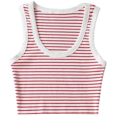 Débardeur Marinière Rouge Crop Top HyoJung Oh My Girl Mode Kpop Femme