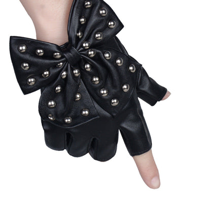 Gants Mitaine Cuir avec Grand Ruban Accessoire Yena Smartphone Kpop MV