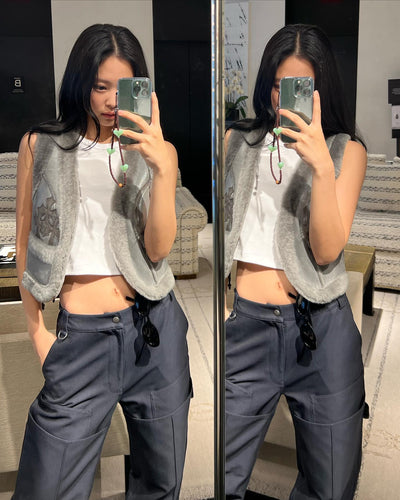 Dragonne Marron Téléphone Portable Trois Coeurs Vert Jennie BlackPink