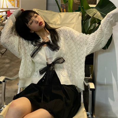 Veste avec Deux Nœuds Cardigan Chic Jisso BlackPink x Tokopedia Kpop