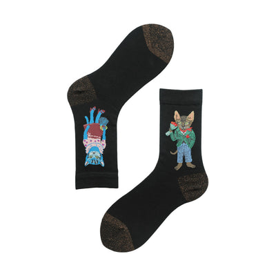 Paire de Chaussettes Mignon Lapin Clown et Motifs Colorés Lisa BlackPink