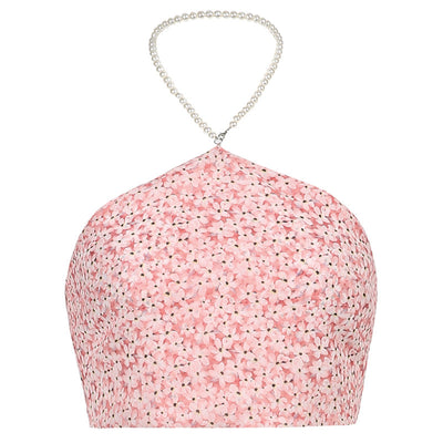 Crop Top Col Collier Perle Rose Fleurs Dos Nu Soyeon G I Dle Mode Femme