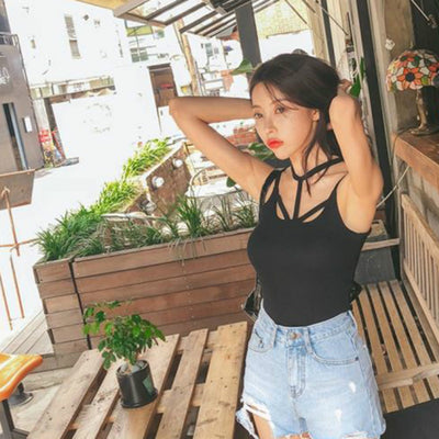 Camisole Haut Avec Bretelles Symétriques élégantes Yena Inkigayo Mode Kpop