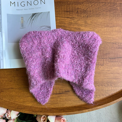 Bonnet Fourure Violet avec Petites Oreilles Yuqi G Idle Mode Hiver Femme