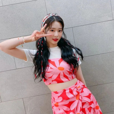 Ensemble Débardeur et Jupe Floral Rétro Minju Music Core Mode Kpop