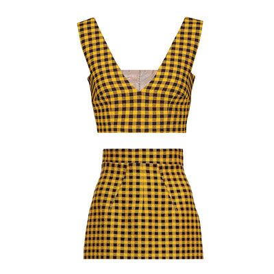 Ensemble Haut et Robe Short Jaune et Noir Rose BlackPink Olens Mode Kpop