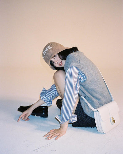 Ensemble Pull Ample Gilet Gris et Chemise Lisa BlackPink Mode Quotidien