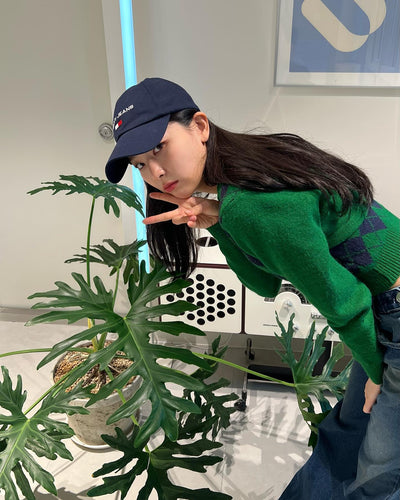 Ensemble Top Vert Crop Top Cardigan Motif Diamant Seulgi Red Velvet Mode