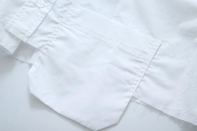 Chemise Crop Top Blanche Grande Poche Winter Aespa Mode Femme Aeroport