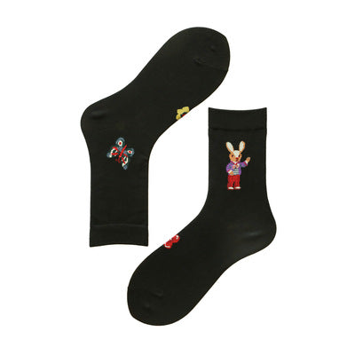 Paire de Chaussettes Mignon Lapin Clown et Motifs Colorés Lisa BlackPink