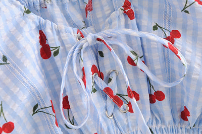 Crop Top Cerises à Carreaux Eunha Viviz Mode Femme Ete Loveade Kpop