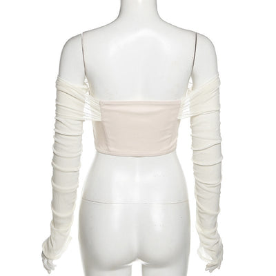 Crop Top Manches Longues Voile Elegant Harnais Jisoo BlackPink Pink Venom MV