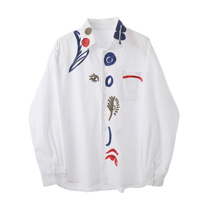 Chemise Blanche Symboles Abstrait Oeil Jongho ATEEZ Mode Coréenne