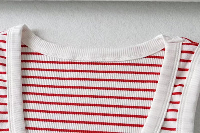 Débardeur Marinière Rouge Crop Top HyoJung Oh My Girl Mode Kpop Femme