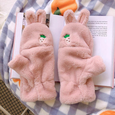 Paire Gants Oreilles de Lapin Carottes Mitaine Wonyoung Ive Kpop