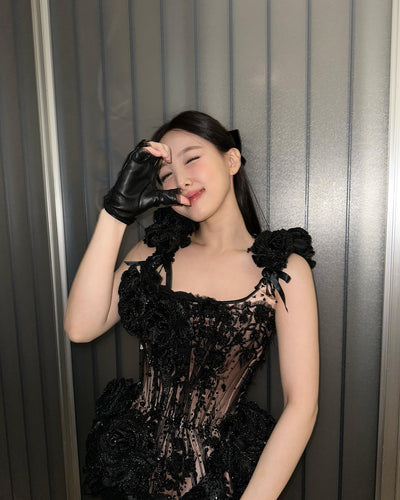 Gants Mitaines Dentelles Cuir Nayeon Twice Mode Femme Accessoire Kpop