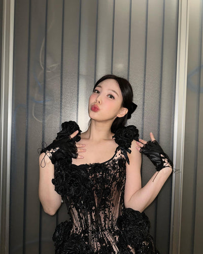 Gants Mitaines Dentelles Cuir Nayeon Twice Mode Femme Accessoire Kpop
