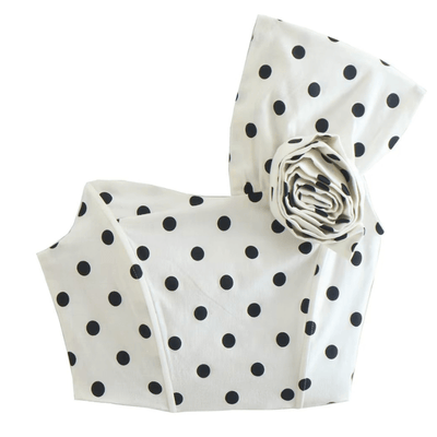 Haut Court Blanc à Pois Noir Unique Bretelle avec Fleur Yves Loona Mode