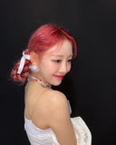 Haut Court Plissé Epaules Nues Blanc Yves LOONA Mode Femme Kpop Corée