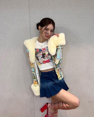 Cardigan Veste Elégante Style Art Abstrait Pastel Miyeon G I Dle Mode