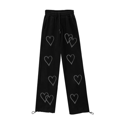 Jogging Noir Coeur Strass Chaeryeong Itzy Twenty Dance Pratice Sportswear