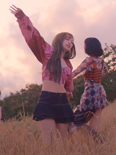 Jupe Short Jean Style Superposé Noire Jennie BlackPink MV LoveSick Girls